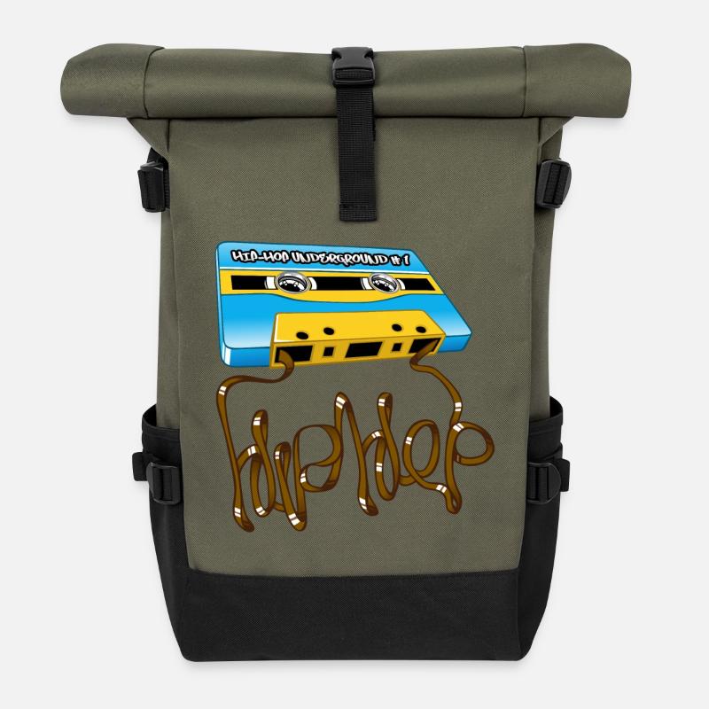 Cassette hip-hop underground - Rolltop Rucksack - Olive/Schwarz