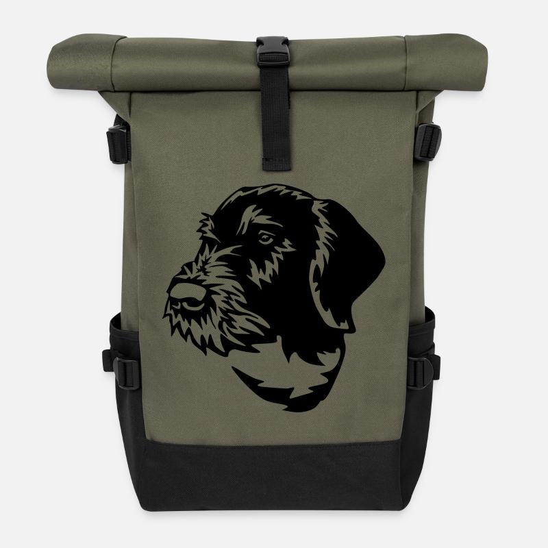 Deutsch Drahthaar - Rolltop Rucksack - Olive/Schwarz
