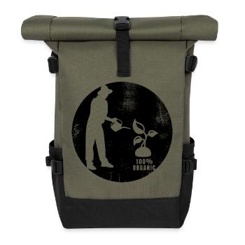 Jardinier biologique 100% biologique - Sac à dos roll top - olive/noir - Devant