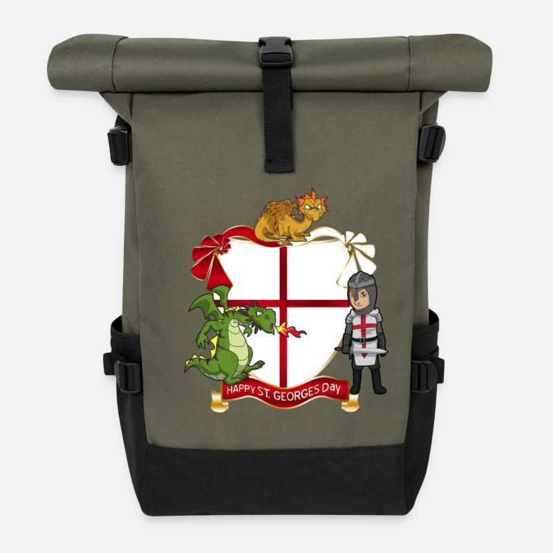 Écusson de Saint-Georges Chevalier Dragon - Sac à dos roll top - olive/noir