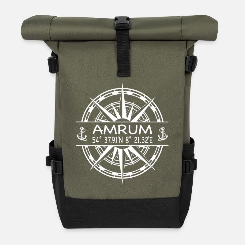 Amrum - Rolltop Rucksack - Olive/Schwarz