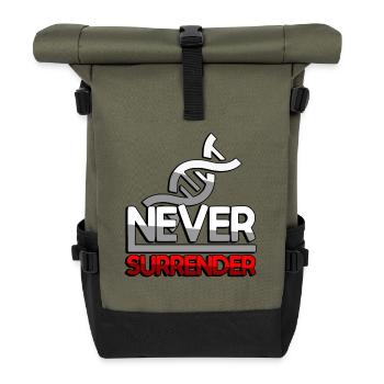 NEVER SURRENDER (Rot) + DNA - Gaming - Rolltop Rucksack - Olive/Schwarz - Vorne