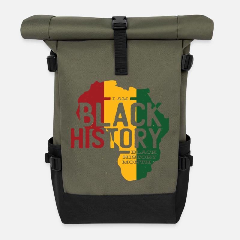 Afrika Farben Black History - Rolltop Rucksack - Olive/Schwarz
