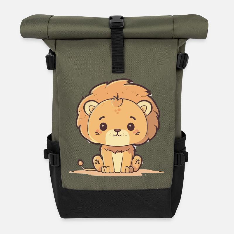 Lion cub - Roll Top Backpack - olive/black