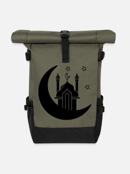 Moschee religiöse Kultstätte im Mond - Rolltop Rucksack - Olive/Schwarz