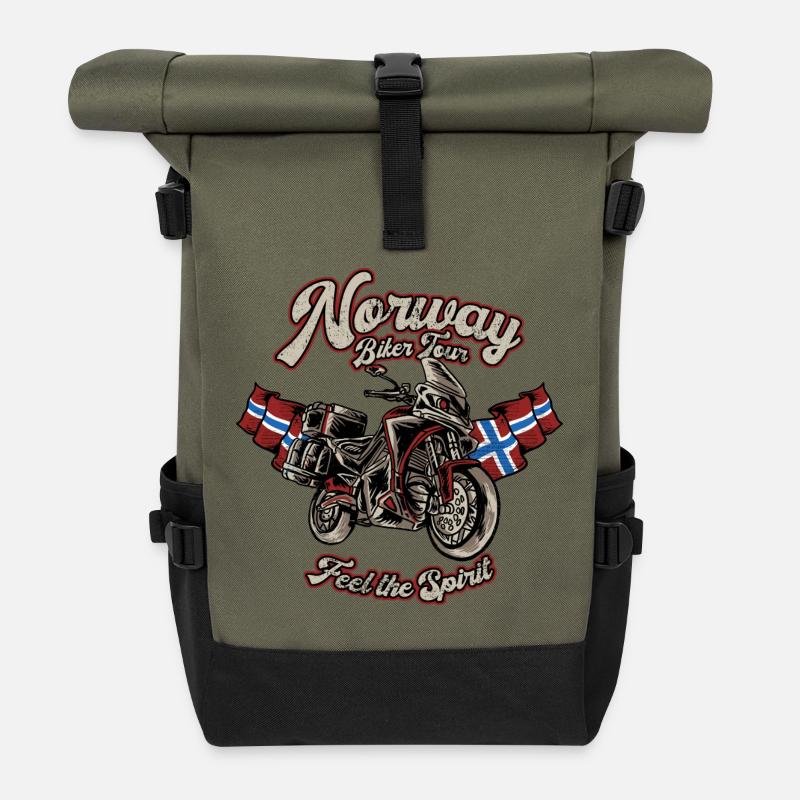NORWAY - Biker Tour - light - Rolltop Rucksack - Olive/Schwarz
