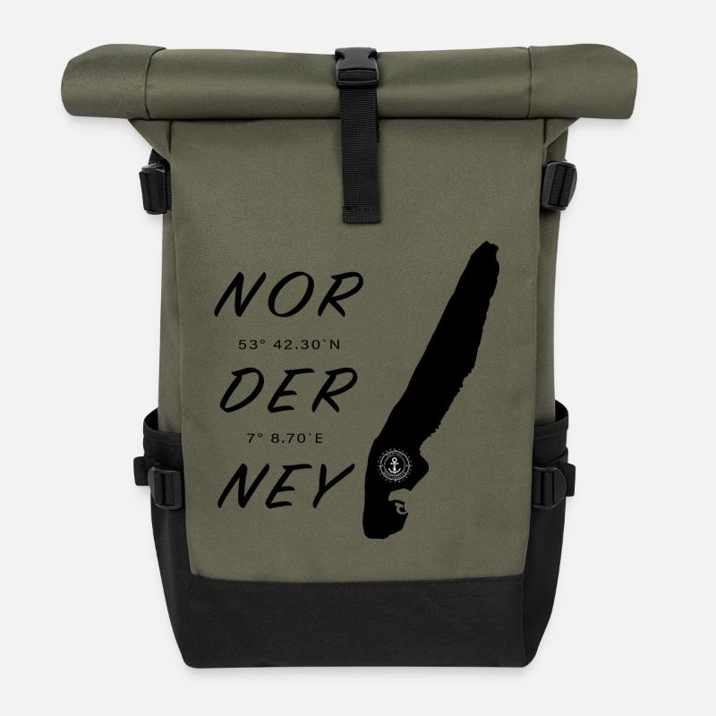 Norderney - Rolltop Rucksack - Olive/Schwarz