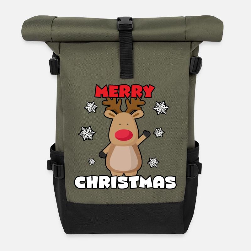 Orignal de Noël - Sac à dos roll top - olive/noir