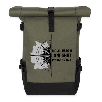 Koordinaten Landshut - Rolltop Rucksack - Olive/Schwarz - Vorne