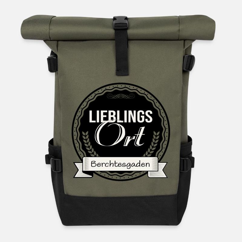 Lieblingsort Berchtesgaden - Rolltop Rucksack - Olive/Schwarz