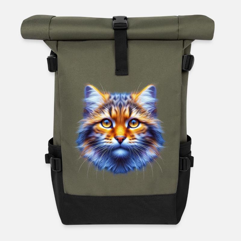 Katze - Rolltop Rucksack - Olive/Schwarz