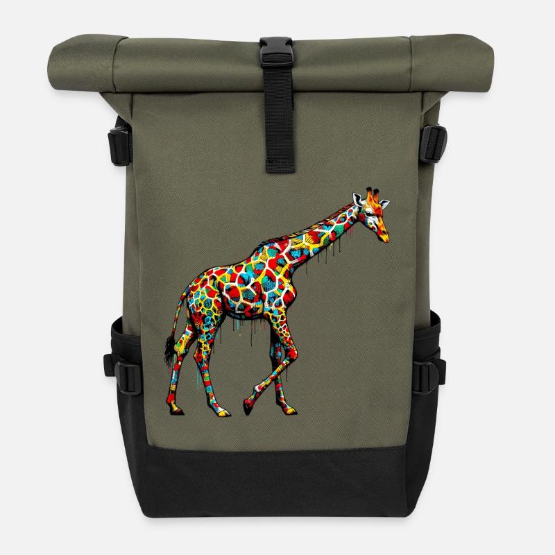 Giraffe - Rolltop Rucksack - Olive/Schwarz