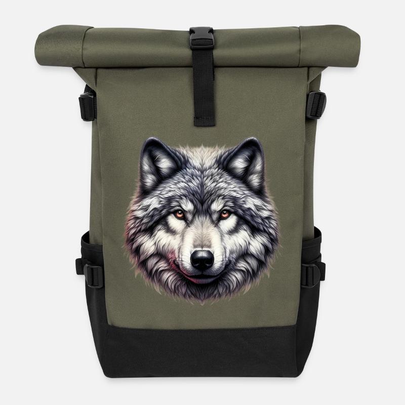 Loup - Sac à dos roll top - olive/noir