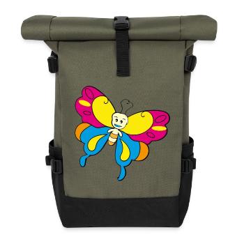 papillon coloré papillon - Sac à dos roll top - olive/noir - Devant
