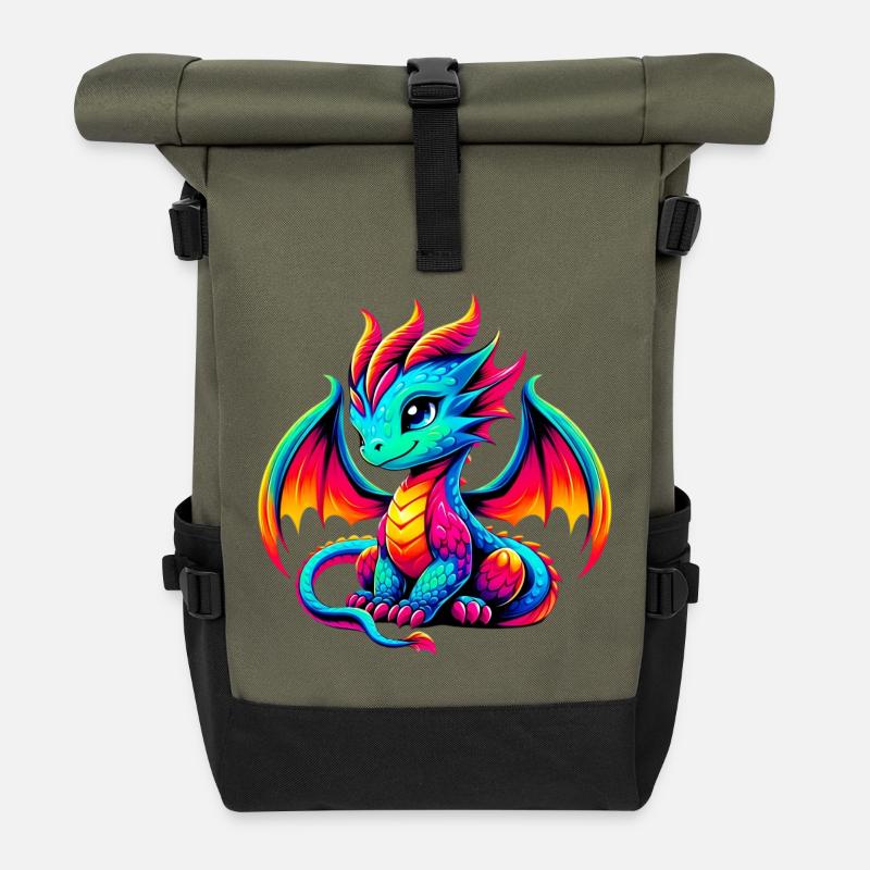 Drache - Rolltop Rucksack - Olive/Schwarz