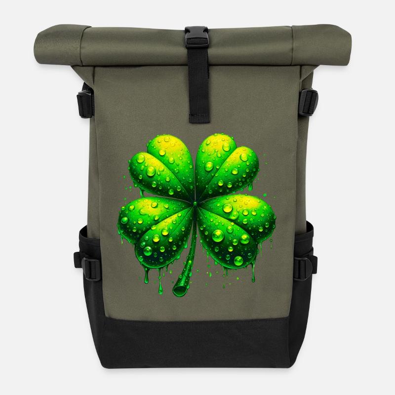 Vierblättriges Kleeblatt - Rolltop Rucksack - Olive/Schwarz