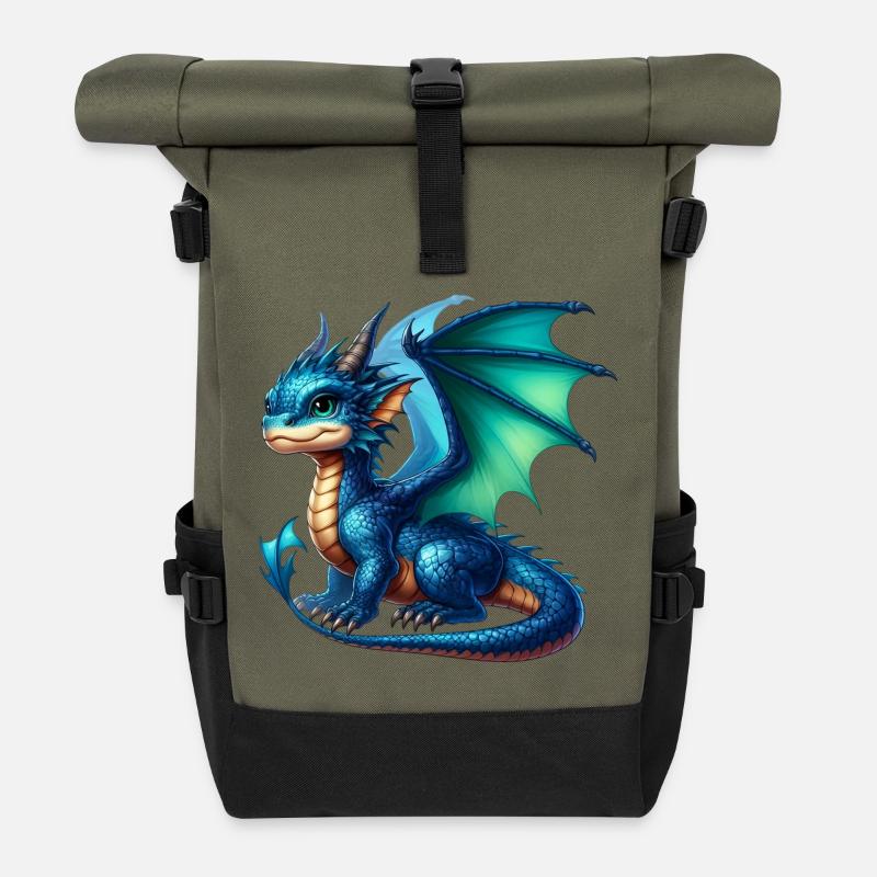 Drache - Rolltop Rucksack - Olive/Schwarz