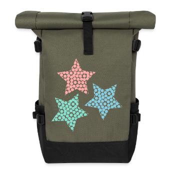 STAR. STARS. CHRISTMAS. CHRISTMAS ISLAND. NEW YEAR'S DAY - Roll Top Backpack - olive/black - Front