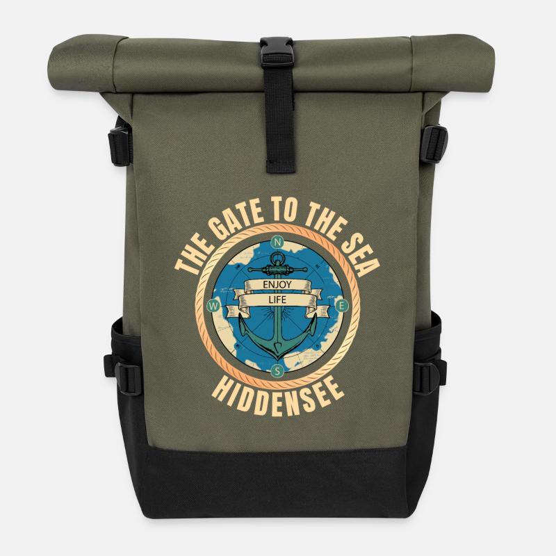 The Gate to the Sea - Hiddensee - Rolltop Rucksack - Olive/Schwarz