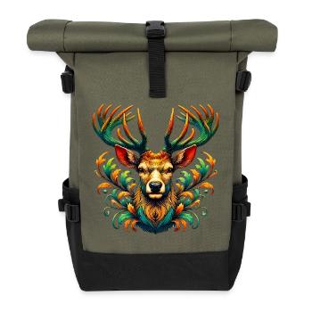 Deer - Roll Top Backpack - olive/black - Front