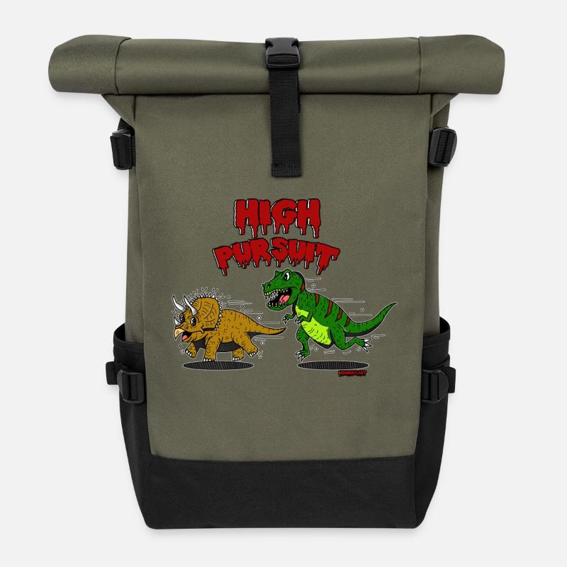 Dessin animé Dinos - Sac à dos roll top - olive/noir