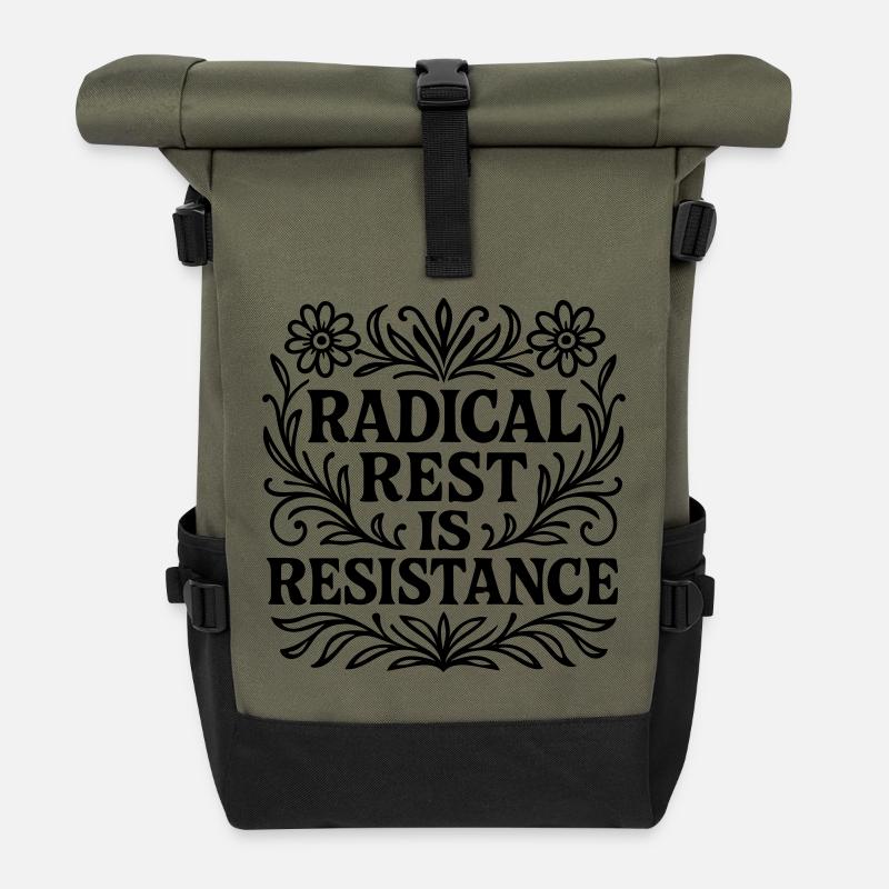 le repos radical est la résistance Spruch Urlaub - Sac à dos roll top - olive/noir