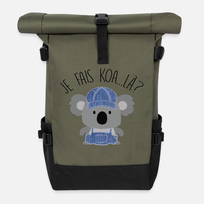 Koala Style Denim Casual - Rolltop Rucksack - Olive/Schwarz