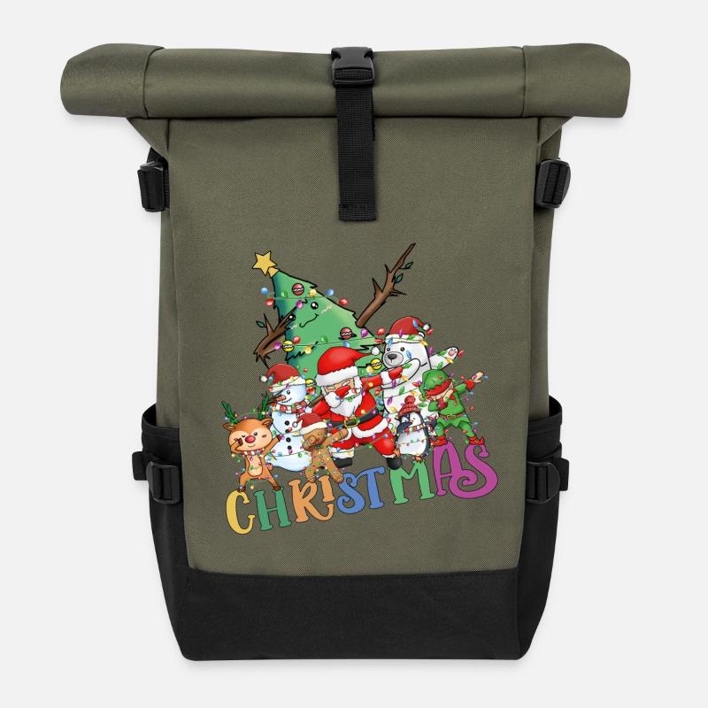 Christmas – Funny Christmas crew dabbing - Roll Top Backpack - olive/black