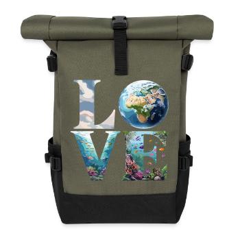 L’amour de la Terre et de l’Océan : Découvrir la Nature - Sac à dos roll top - olive/noir - Devant