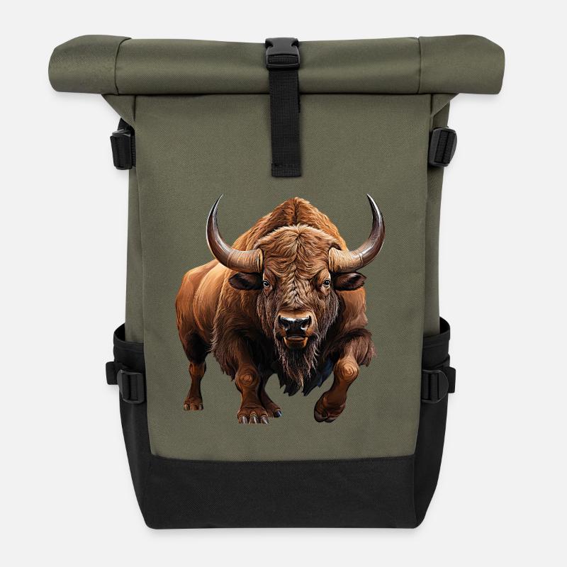 Auerochse - Rolltop Rucksack - Olive/Schwarz