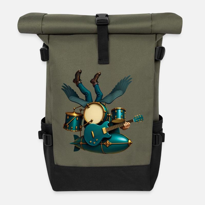 ZEPPELIN BAND - sound & vision - Roll Top Backpack - olive/black