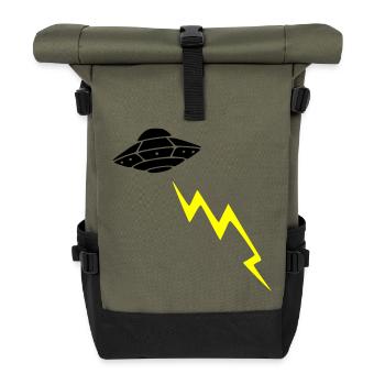 UFO Invasion Lightning Attack Alien Vector - Roll Top Backpack - olive/black - Front