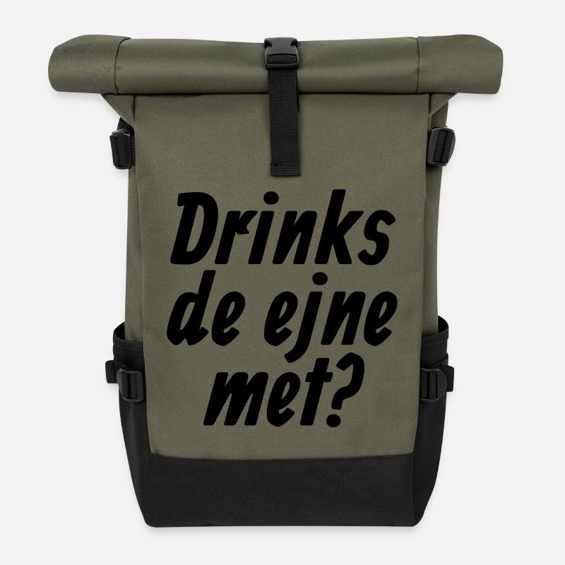 Drinks de ejne met - Et Kölsche Jrundjesetz §10 - Rolltop Rucksack - Olive/Schwarz
