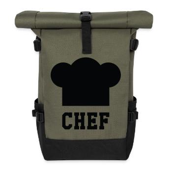 Toque Chef - Cuisine - Cuisinier - Sac à dos roll top - olive/noir - Devant