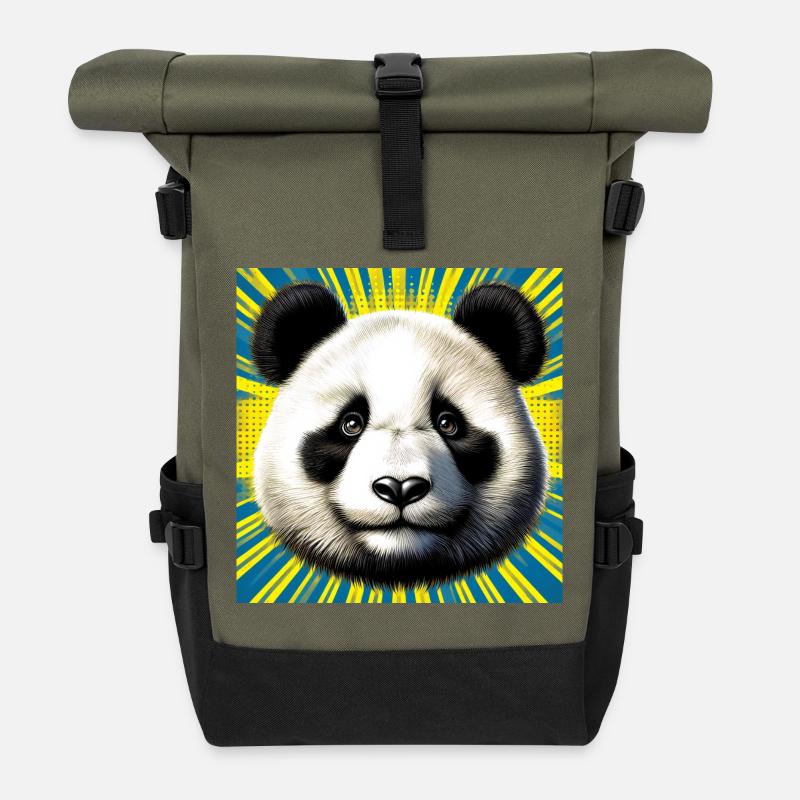 panda - Sac à dos roll top - olive/noir