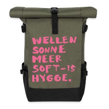 hygge words pink - Rolltop Rucksack - Olive/Schwarz - Vorne