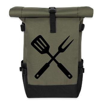 Grillbesteck BBQ Grillmeister Foodtruck Crew - Rolltop Rucksack - Olive/Schwarz - Vorne