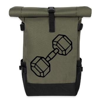 Dumbbell Icon Weights Training - Roll Top Backpack - olive/black - Front