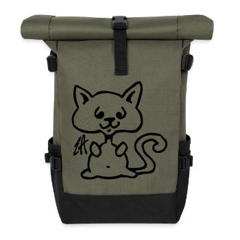 Chat - Sac à dos roll top - olive/noir - Devant