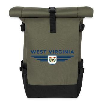 West Virginia Fan Shirt – Natur & Stolz - Rolltop Rucksack - Olive/Schwarz - Vorne