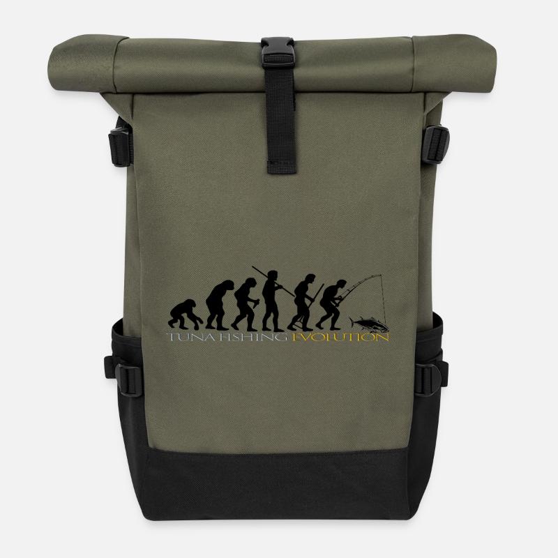 EVOLUTION DES ANGELNS - Rolltop Rucksack - Olive/Schwarz