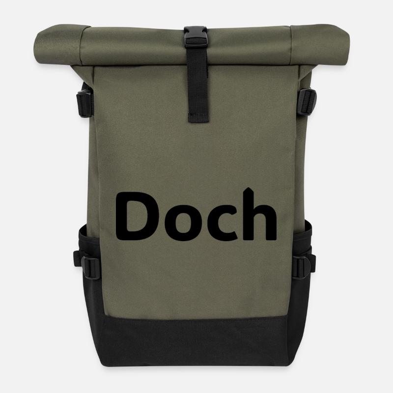 Doch – Deutscher Statement Spruch - Rolltop Rucksack - Olive/Schwarz