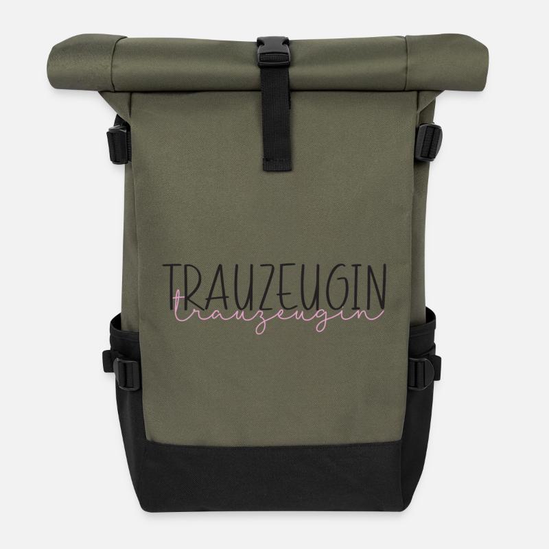Trauzeugin Hochzeit Team Bride Freundin Geschenk - Rolltop Rucksack - Olive/Schwarz
