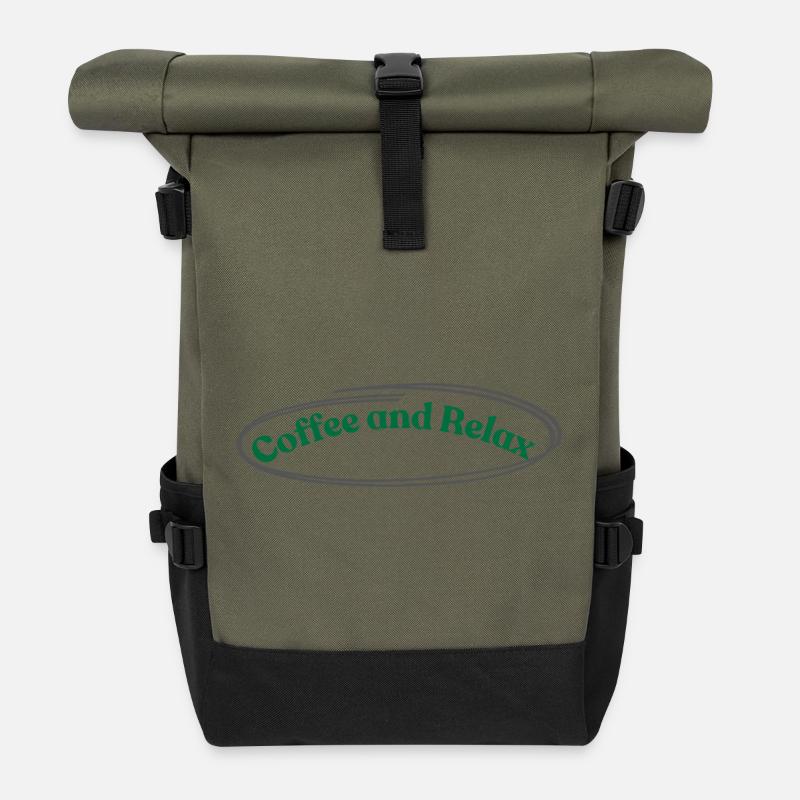 Coffee and relax - Rolltop Rucksack - Olive/Schwarz