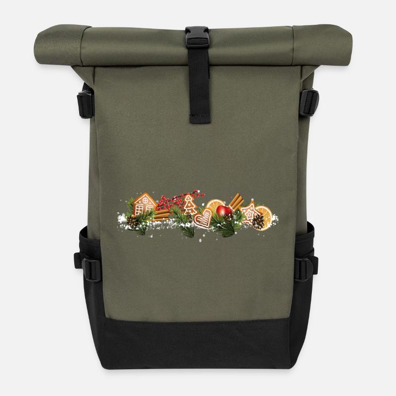Weihnachtsplätzchen - Rolltop Rucksack - Olive/Schwarz