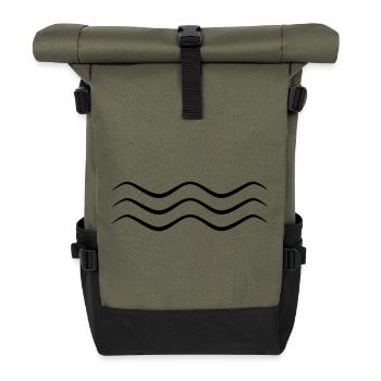 Symbol Welle dreifach - Rolltop Rucksack - Olive/Schwarz - Vorne