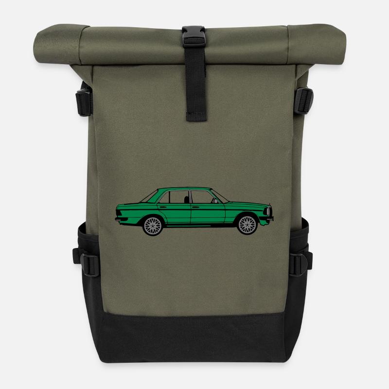 MB W123 ,Youngtimer ,Oldtimer, seitlich ..(25) - Rolltop Rucksack - Olive/Schwarz