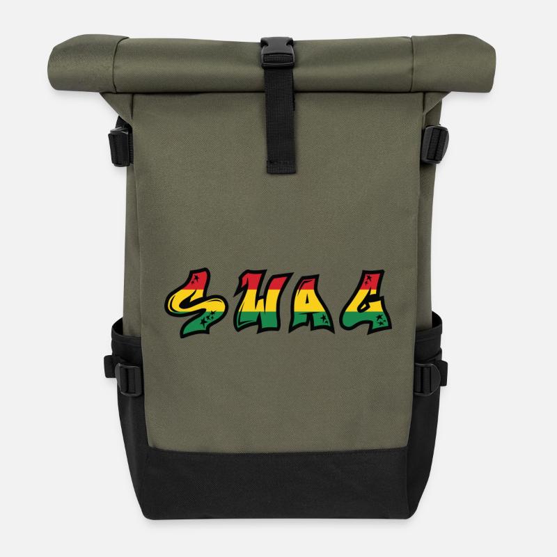 SWAG Rastafari Graffiti Font - Roll Top Backpack - olive/black