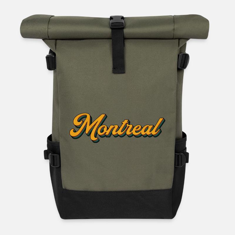 Montréal Retro Script Multicolore Shadow - Sac à dos roll top - olive/noir
