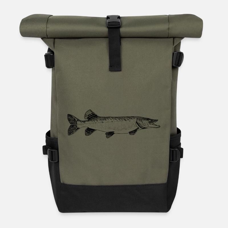 Hecht Pike Motiv - Rolltop Rucksack - Olive/Schwarz